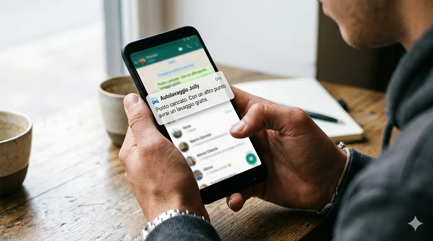 Notifica di punto caricato ricevuta da un cliente reale